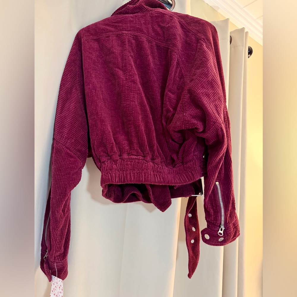 Free People Corduroy Moto Jacket in Merlot - Picture 5 of 5